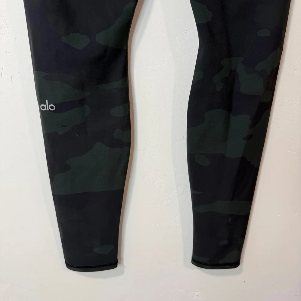 Alo Yoga Womens Vapor Leggings Large Camo Navy Green High Waist Camouflage